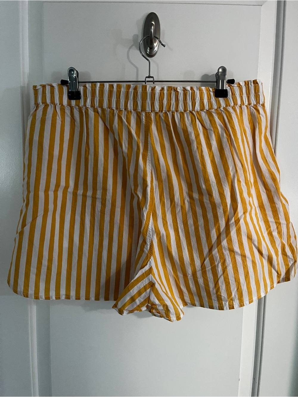 Madewell NWT Yellow White Striped Poplin Pull-On Shorts Size L - Picture 4 of 9